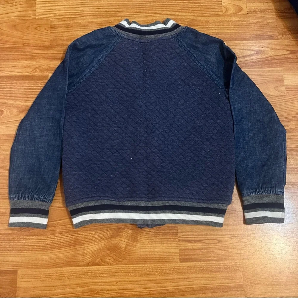 Epic Boy Navy Blue Quilted Jacket with Letter Patch